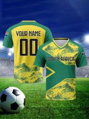 South Africa Soccer Jersey - Green & Yellow Print